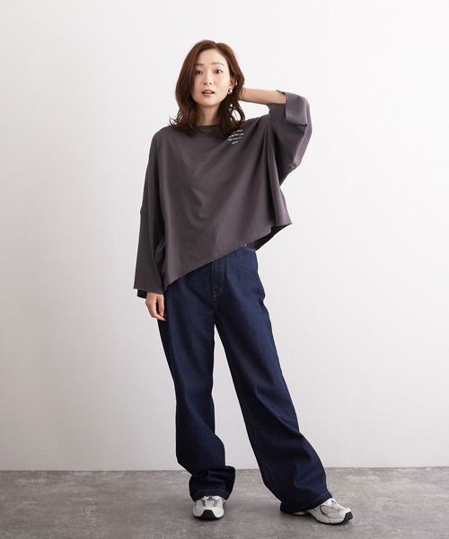 Wefst（ウェスト）の「【Wefst】16sOE天竺ロゴpt.オフラインショートT（Tシャツ/カットソー・レディース・チャコールグレー/オフホワイト/アイボリー・FREE）」の12枚目の写真