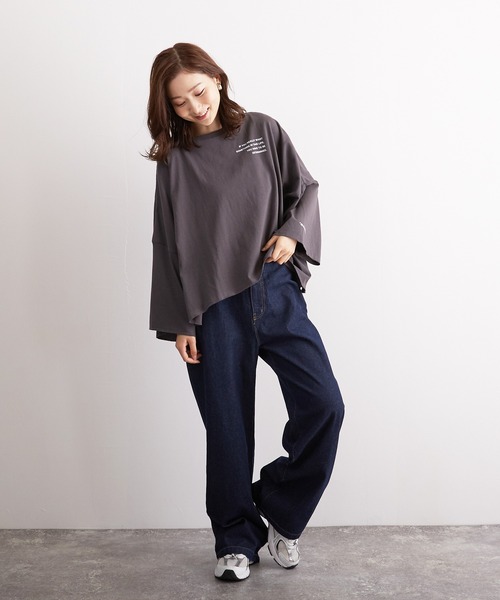 Wefst（ウェスト）の「【Wefst】16sOE天竺ロゴpt.オフラインショートT（Tシャツ/カットソー・レディース・チャコールグレー/オフホワイト/アイボリー・FREE）」の11枚目の写真