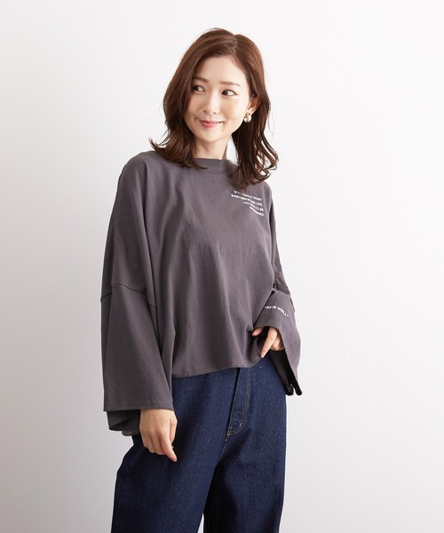 Wefst（ウェスト）の「【Wefst】16sOE天竺ロゴpt.オフラインショートT（Tシャツ/カットソー・レディース・チャコールグレー/オフホワイト/アイボリー・FREE）」の9枚目の写真