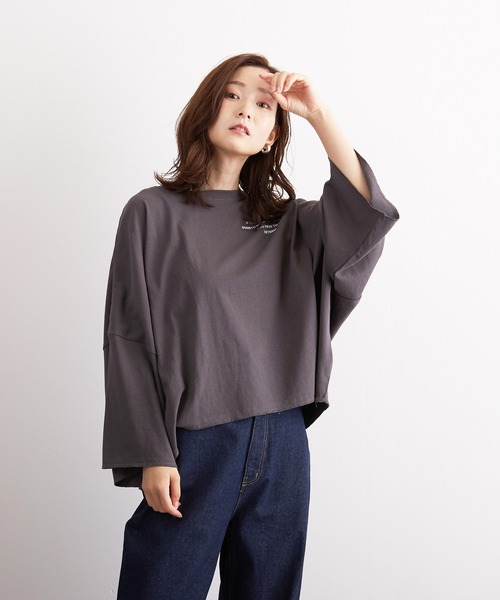 Wefst（ウェスト）の「【Wefst】16sOE天竺ロゴpt.オフラインショートT（Tシャツ/カットソー・レディース・チャコールグレー/オフホワイト/アイボリー・FREE）」の8枚目の写真