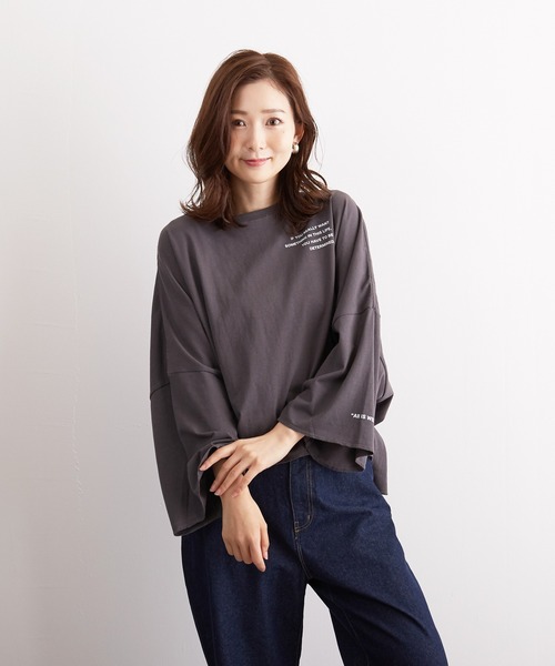 Wefst（ウェスト）の「【Wefst】16sOE天竺ロゴpt.オフラインショートT（Tシャツ/カットソー・レディース・チャコールグレー/オフホワイト/アイボリー・FREE）」の6枚目の写真