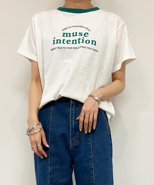 INGNI(イング)の「リンガー/ロゴTシャツ(Tシャツ/カットソー・レディース・ホワイト×レッド/ホワイト×グリーン/ホワイト×ブラック・M)」の2枚目の写真