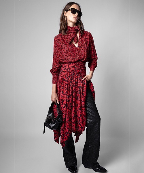 派手 ザディグエヴォルテール ZADIG&VOLTAIRE ワンピース 赤 派手 ザディグエヴォルテール ZADIG&VOLTAIRE ワンピース 赤