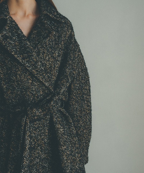 CLANE(クラネ)の「【CLANE(クラネ)】MIX LOOP TWEED BOX COAT(その他アウター・レディース・ブラック/ダークグリーン・1)」の3枚目の写真