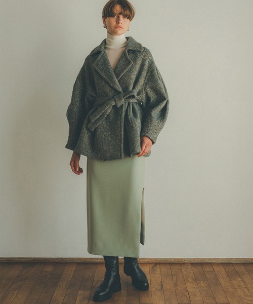 CLANE(クラネ)の「【CLANE(クラネ)】MIX LOOP TWEED BOX COAT(その他アウター・レディース・ブラック/ダークグリーン・1)」の9枚目の写真