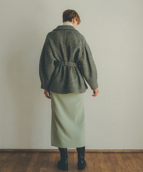CLANE(クラネ)の「【CLANE(クラネ)】MIX LOOP TWEED BOX COAT(その他アウター・レディース・ブラック/ダークグリーン・1)」の4枚目の写真