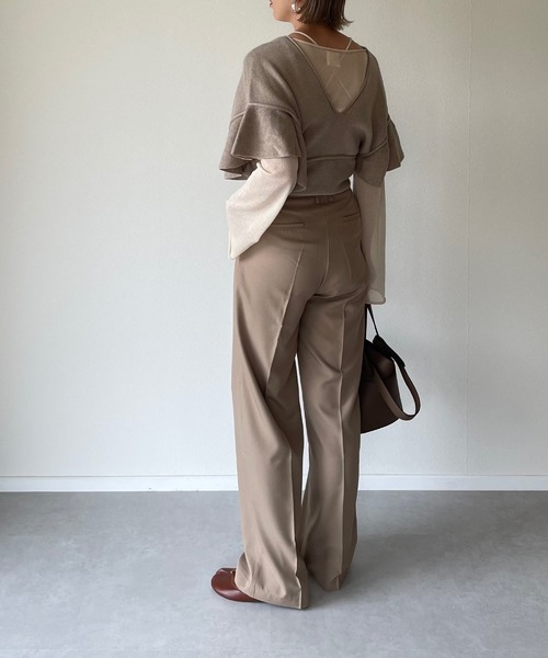 y/m by misato(イムバイミサト)の「バックレースアップフレアスリーブニットベスト(ニット/セーター・レディース・グレイッシュベージュ/オフホワイト/ブラック・FREE)」の20枚目の写真