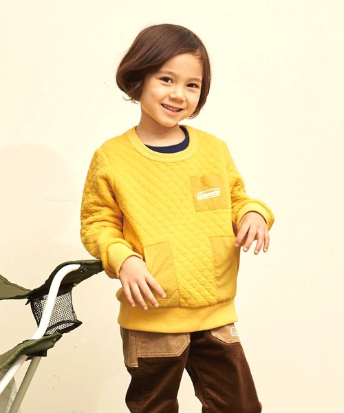COLEMAN（コールマン）の「《Coleman》　ポケット付きキルトトレーナー（スウェット・キッズ・ブラック/マスタード・110/130/100/120/140/150）」の9枚目の写真