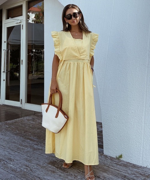 esutoreja（エストレジャ）の「アンサンブルロングワンピース（ワンピース・レディース・ブラウン/イエロー/ライトイエロー系・FREE）」の3枚目の写真