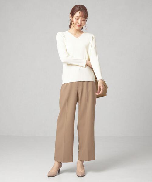 closet story（クローゼットストーリー）の「＜closet story（クローゼットストーリー）＞リブ Vネックニット -ウォッシャブル-（ニット/セーター・レディース・ホワイト/ブラック/ロイヤルブルー・M/L）」の9枚目の写真