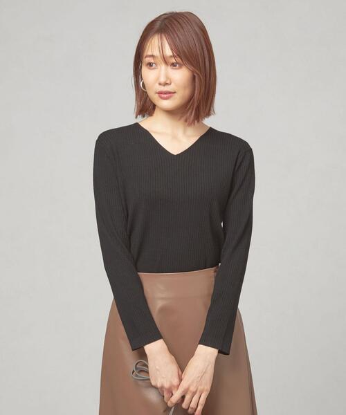 closet story（クローゼットストーリー）の「＜closet story（クローゼットストーリー）＞リブ Vネックニット -ウォッシャブル-（ニット/セーター・レディース・ホワイト/ブラック/ロイヤルブルー・M/L）」の10枚目の写真