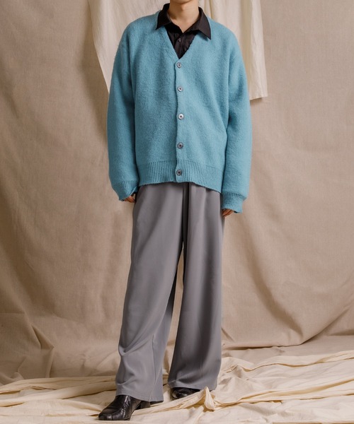 Adoon plain（アドーンプレーン）の「【Adoon plain】Vネックソフトタッチカーディガン（カーディガン/ボレロ・メンズ・ライトブルー/ブラック/グリーン/マスタード・MEDIUM/LARGE）」の5枚目の写真