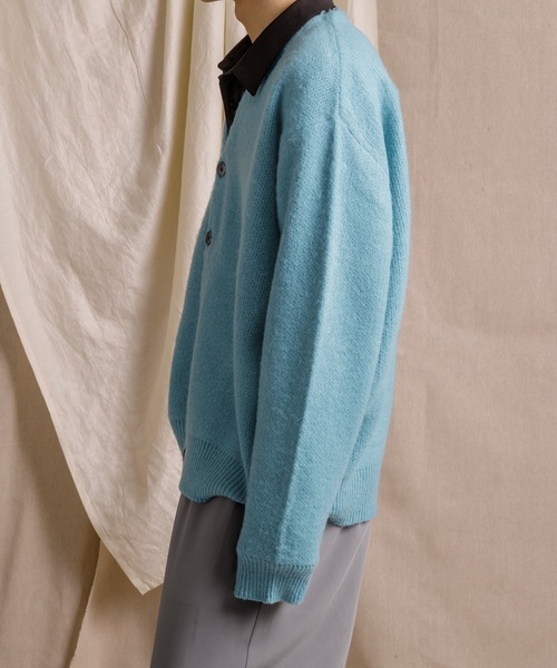 Adoon plain（アドーンプレーン）の「【Adoon plain】Vネックソフトタッチカーディガン（カーディガン/ボレロ・メンズ・ライトブルー/ブラック/グリーン/マスタード・MEDIUM/LARGE）」の18枚目の写真