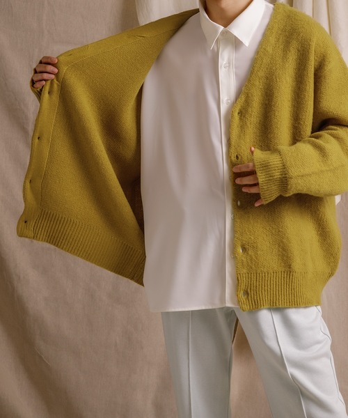 Adoon plain（アドーンプレーン）の「【Adoon plain】Vネックソフトタッチカーディガン（カーディガン/ボレロ・メンズ・ライトブルー/ブラック/グリーン/マスタード・MEDIUM/LARGE）」の7枚目の写真
