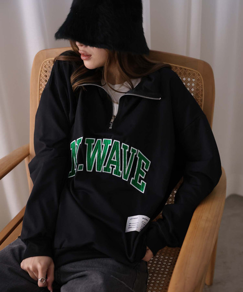 Girly Doll（ガーリードール）の「ロゴハーフジップトレーナー（スウェット・レディース・グレー/ブラック・L/M）」の6枚目の写真