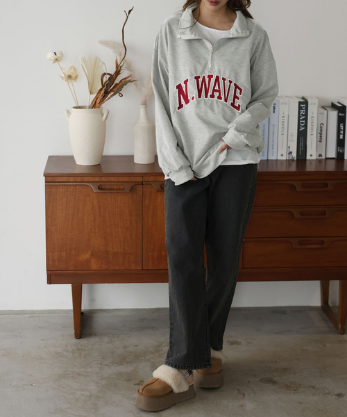 Girly Doll（ガーリードール）の「ロゴハーフジップトレーナー（スウェット・レディース・グレー/ブラック・L/M）」の7枚目の写真