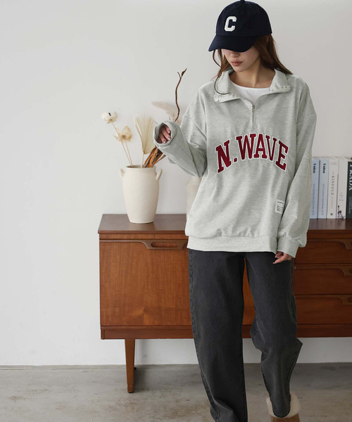 Girly Doll（ガーリードール）の「ロゴハーフジップトレーナー（スウェット・レディース・グレー/ブラック・L/M）」の8枚目の写真