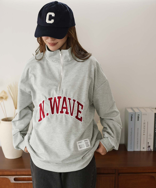 Girly Doll（ガーリードール）の「ロゴハーフジップトレーナー（スウェット・レディース・グレー/ブラック・L/M）」の10枚目の写真