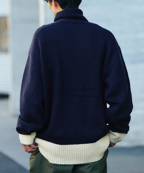 UGG（アグ）の「UGG@mos 配色 タートル ニットトップス / アグ ハイショク タートル ニットトップス（Tシャツ/カットソー・メンズ・ネイビー/グレー・M/L）」の5枚目の写真