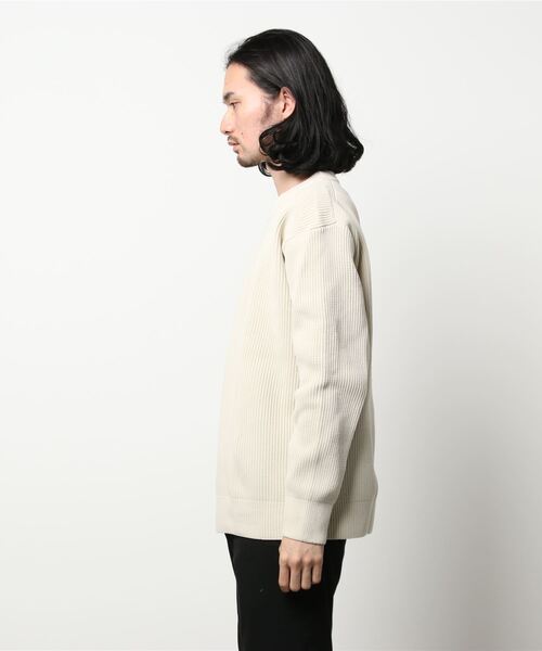 BACK NUMBER(バックナンバー)の「【BACK NUMBER】畦編みクルーニット(ニット/セーター・メンズ・ブラック/ベージュ/ブルー/オリーブ/オフホワイト/グレー・S/M/L/XL)」の7枚目の写真
