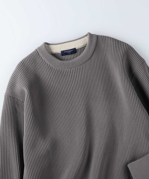 BACK NUMBER(バックナンバー)の「【BACK NUMBER】畦編みクルーニット(ニット/セーター・メンズ・ブラック/ベージュ/ブルー/オリーブ/オフホワイト/グレー・S/M/L/XL)」の3枚目の写真