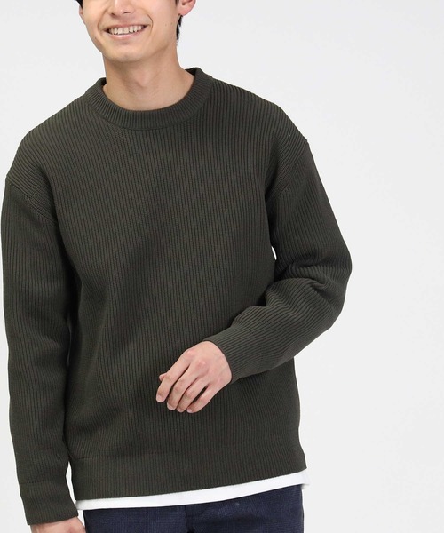 BACK NUMBER(バックナンバー)の「【BACK NUMBER】畦編みクルーニット(ニット/セーター・メンズ・ブラック/ベージュ/ブルー/オリーブ/オフホワイト/グレー・S/M/L/XL)」の5枚目の写真