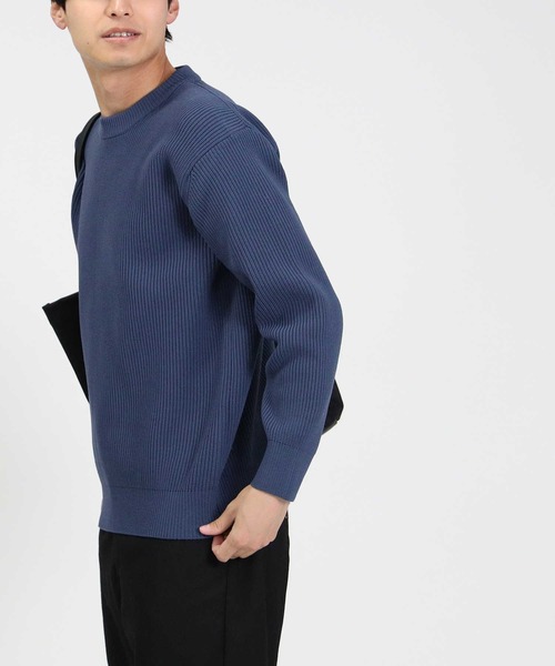 BACK NUMBER(バックナンバー)の「【BACK NUMBER】畦編みクルーニット(ニット/セーター・メンズ・ブラック/ベージュ/ブルー/オリーブ/オフホワイト/グレー・S/M/L/XL)」の6枚目の写真