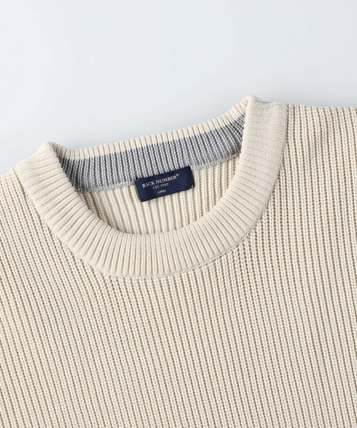 BACK NUMBER(バックナンバー)の「【BACK NUMBER】畦編みクルーニット(ニット/セーター・メンズ・ブラック/ベージュ/ブルー/オリーブ/オフホワイト/グレー・S/M/L/XL)」の15枚目の写真