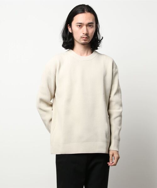 BACK NUMBER(バックナンバー)の「【BACK NUMBER】畦編みクルーニット(ニット/セーター・メンズ・ブラック/ベージュ/ブルー/オリーブ/オフホワイト/グレー・S/M/L/XL)」の18枚目の写真