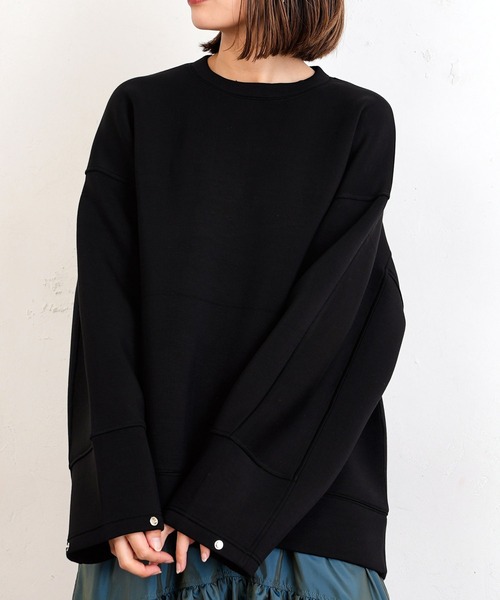 Lui's（ルイス）の「スポンジダンボール2WAYスリーブプルオーバー（Tシャツ/カットソー・レディース・ボルドー/ブラック/オフホワイト・FREE）」の2枚目の写真