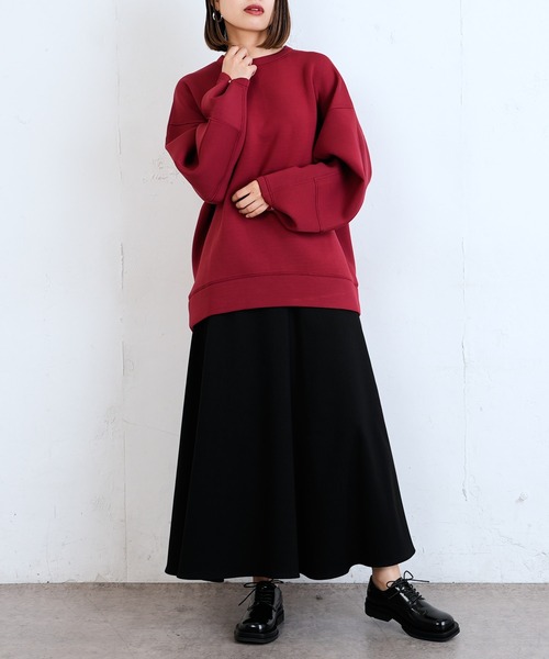 Lui's（ルイス）の「スポンジダンボール2WAYスリーブプルオーバー（Tシャツ/カットソー・レディース・ボルドー/ブラック/オフホワイト・FREE）」の8枚目の写真