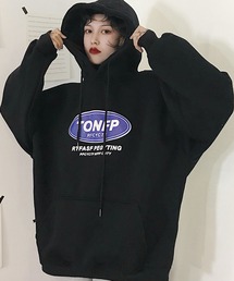 韓国 古着風 オーバーサイズ カレッジロゴ ストリートルーズ スウェット トレーナー パーカー