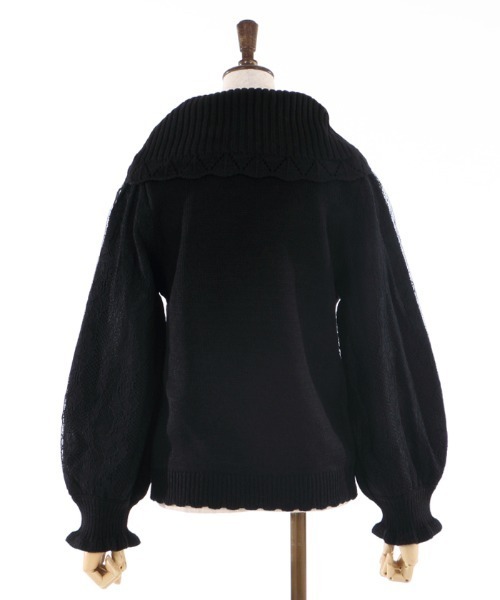axes femme(アクシーズファム)の「袖レースオフタートルニット(ニット/セーター・レディース・ラベンダー/ブラック/グリーン/キナリ・MEDIUM)」の16枚目の写真