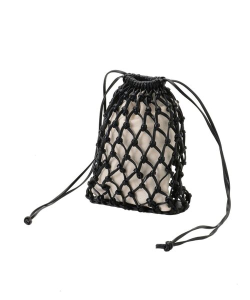 MURUA（ムルーア）の「メッシュ巾着バッグ（ハンドバッグ・レディース・ホワイト/ブラック・FREE）」の5枚目の写真