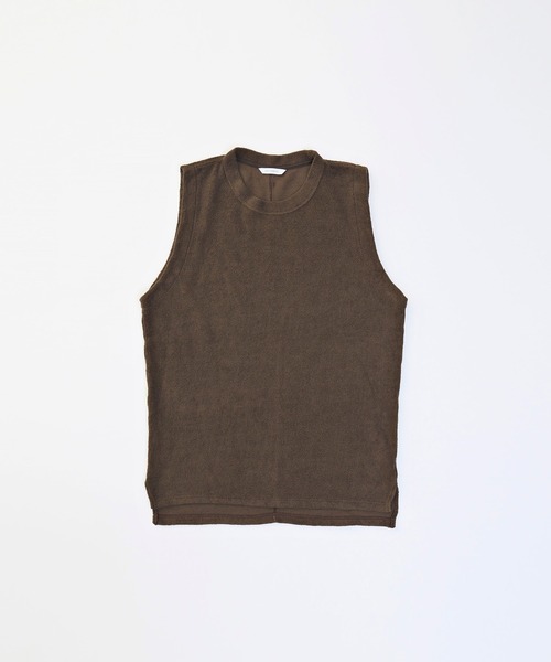 VICTIM(ヴィクティム)の「VICTIM ヴィクティム / NO SLEEVE PILE TEE セットアップスーピマコットンパイルTシャツ タンクトップ / VTM-22-T-038(タンクトップ・メンズ・ダークネイビー/ベージュ/ブラウン・M/L)」の6枚目の写真