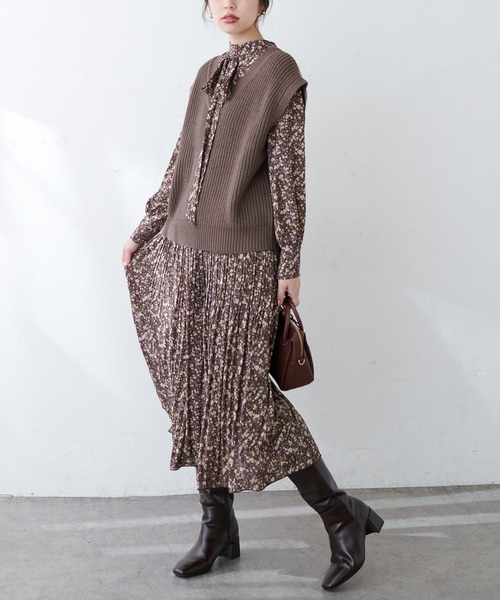 natural couture(ナチュラルクチュール)の「【WEB限定カラー有り】MAYUKOさんコラボ取外しボータイ細プリーツワンピース(ワンピース・レディース・ピンク/ブルー/グリーン/その他1/その他2/ドット・FREE)」の17枚目の写真