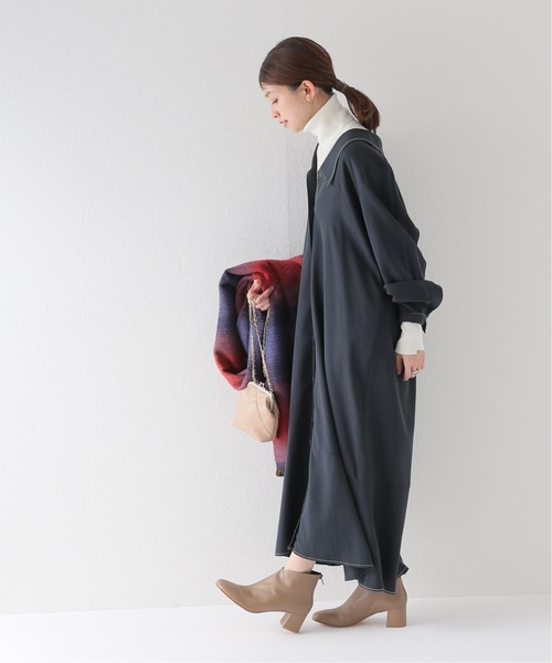 JOURNAL STANDARD relume（ジャーナルスタンダード　レリューム）の「ビッグカラーステッチワンピース◆（ワンピース・レディース・チャコールグレー/カーキ・FREE）」の13枚目の写真