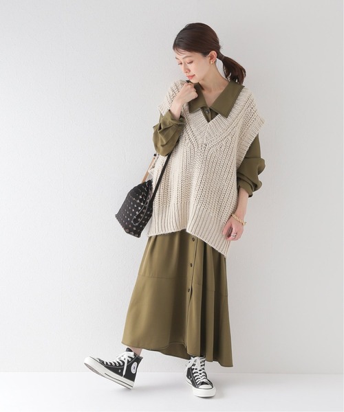 JOURNAL STANDARD relume（ジャーナルスタンダード　レリューム）の「ビッグカラーステッチワンピース◆（ワンピース・レディース・チャコールグレー/カーキ・FREE）」の16枚目の写真