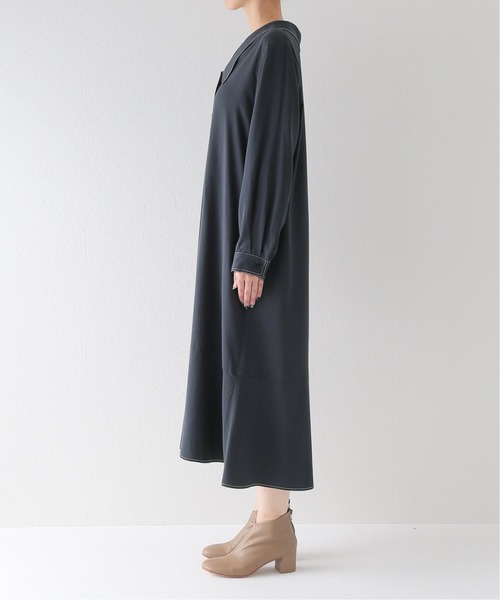 JOURNAL STANDARD relume（ジャーナルスタンダード　レリューム）の「ビッグカラーステッチワンピース◆（ワンピース・レディース・チャコールグレー/カーキ・FREE）」の9枚目の写真