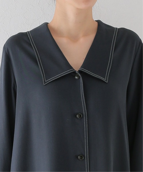 JOURNAL STANDARD relume（ジャーナルスタンダード　レリューム）の「ビッグカラーステッチワンピース◆（ワンピース・レディース・チャコールグレー/カーキ・FREE）」の7枚目の写真