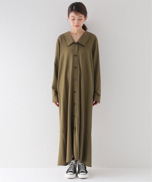 JOURNAL STANDARD relume（ジャーナルスタンダード　レリューム）の「ビッグカラーステッチワンピース◆（ワンピース・レディース・チャコールグレー/カーキ・FREE）」の21枚目の写真
