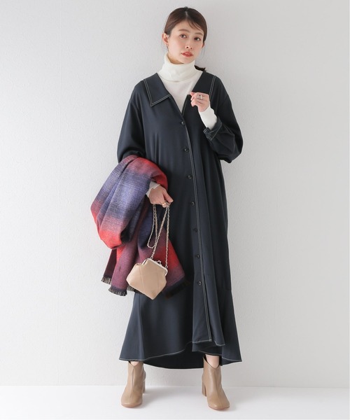 JOURNAL STANDARD relume（ジャーナルスタンダード　レリューム）の「ビッグカラーステッチワンピース◆（ワンピース・レディース・チャコールグレー/カーキ・FREE）」の22枚目の写真