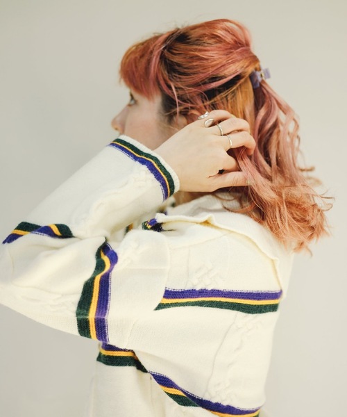 SANSeLF（サンセルフ）の「【SANSeLF】big collar border cardigan　sanw22s006（カーディガン/ボレロ・レディース・アイボリー・FREE）」の5枚目の写真