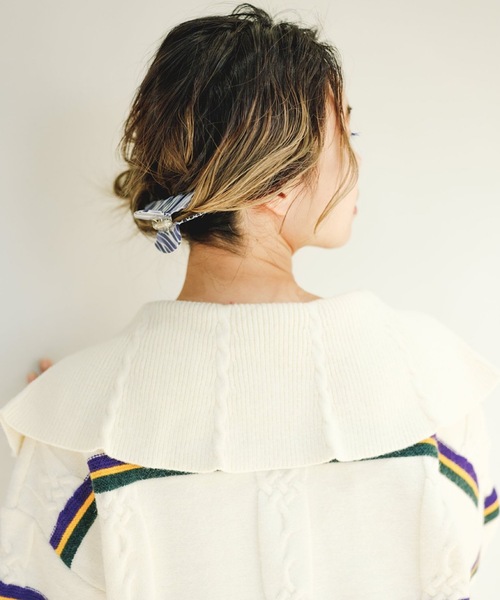 SANSeLF（サンセルフ）の「【SANSeLF】big collar border cardigan　sanw22s006（カーディガン/ボレロ・レディース・アイボリー・FREE）」の8枚目の写真