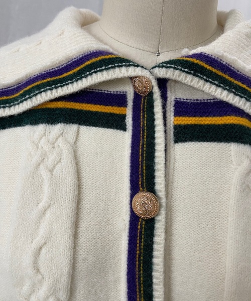 SANSeLF（サンセルフ）の「【SANSeLF】big collar border cardigan　sanw22s006（カーディガン/ボレロ・レディース・アイボリー・FREE）」の12枚目の写真