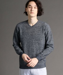 MONSIEUR NICOLE | メランジジャカード　プルオーバーVネックニット(ニット/セーター)