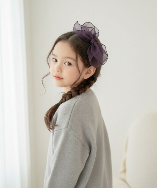 Rora（ローラ）の「スエ ビックリボン カチューシャ(5color)（カチューシャ・キッズ・クリーム/ブラック/ピンク/パープル/シルバー・FREE）」の19枚目の写真