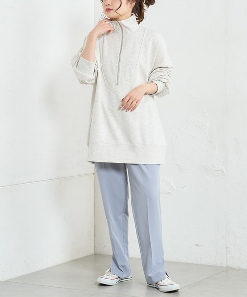 PUAL CE CIN（ピュアルセシン）の「【WEB限定】ハーフジップビッグプルオーバー（スウェット・レディース・ブラック/ベージュ/オートミール/ブルーパープル・FREE）」の7枚目の写真