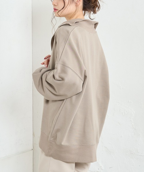 PUAL CE CIN（ピュアルセシン）の「【WEB限定】ハーフジップビッグプルオーバー（スウェット・レディース・ブラック/ベージュ/オートミール/ブルーパープル・FREE）」の5枚目の写真