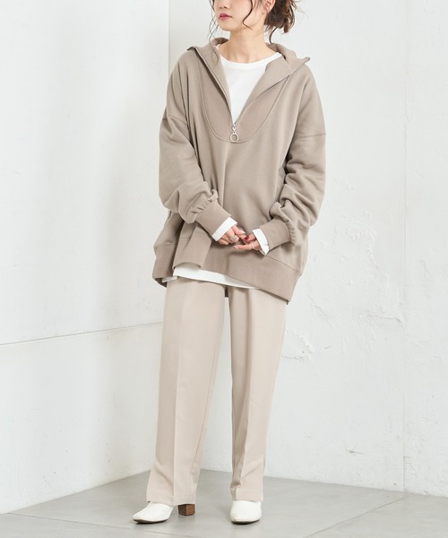 PUAL CE CIN（ピュアルセシン）の「【WEB限定】ハーフジップビッグプルオーバー（スウェット・レディース・ブラック/ベージュ/オートミール/ブルーパープル・FREE）」の17枚目の写真